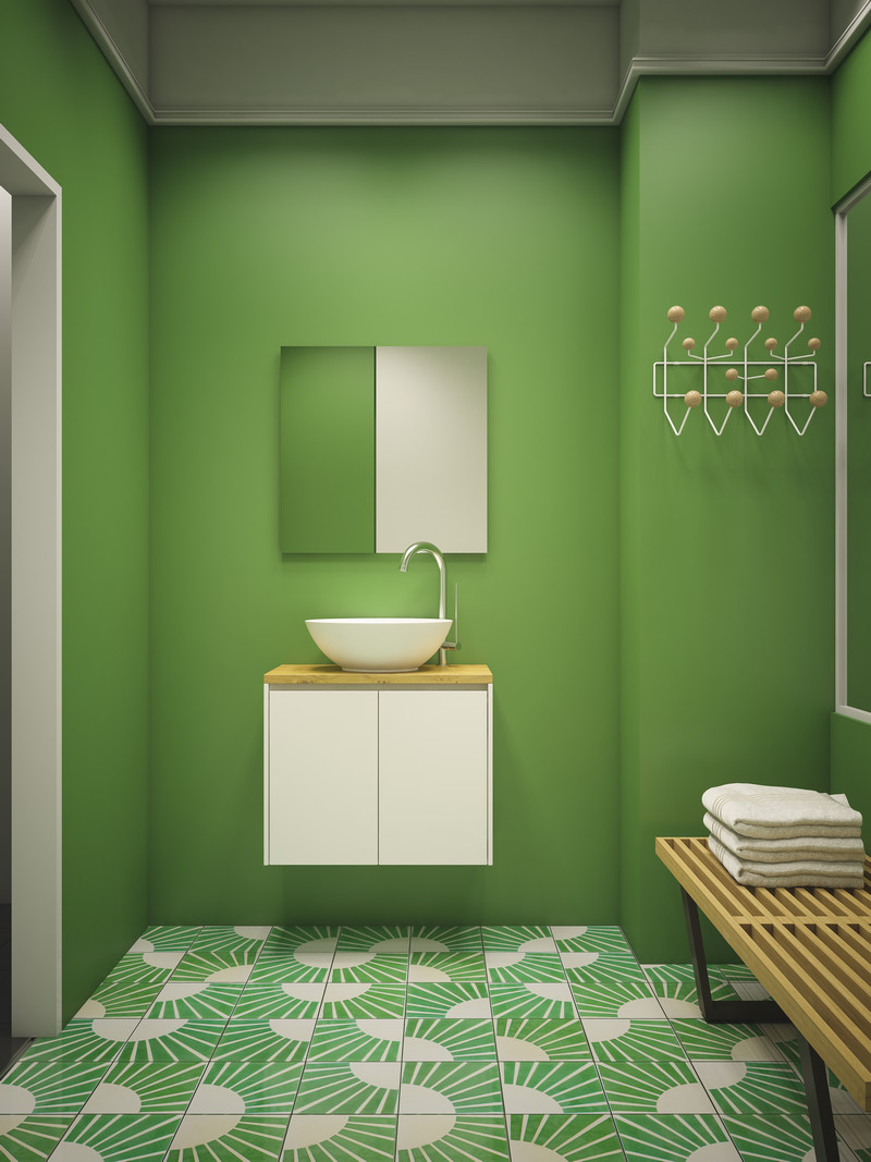 חדר רחצה ירוק